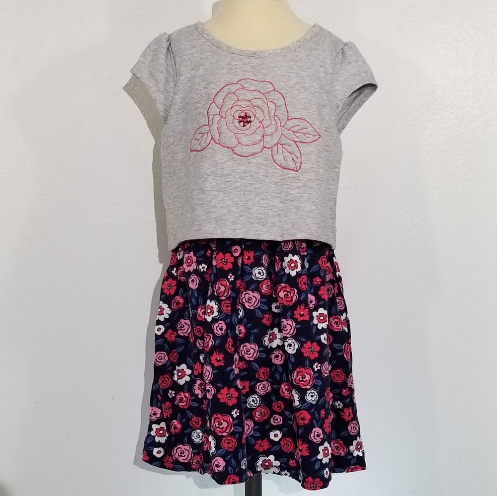Gymboree Flower Dress Girls layered look sz 8 EUC